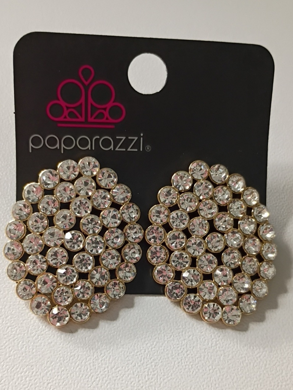 paparazzi Gold Clear Crystal Dome Cluster Earrings